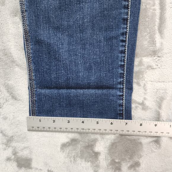 Maurices M. Jeans Womens 6 Blue Curvy High Rise Straight Crop Raw Hem Stretch - Picture 12 of 13